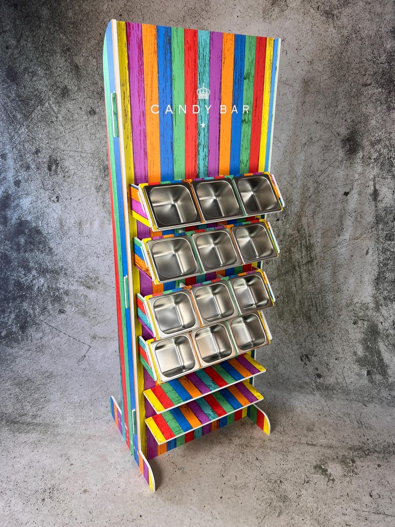 Standing Candy Floor Standing Candy Bar Wall 1.8m Tall, 12 Gastronorm Containers ...