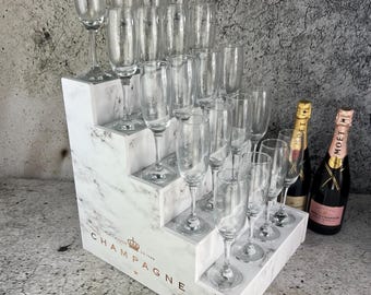 Champagne Flute Stand: 5-Step Tabletop Display, Holds 20 Flutes