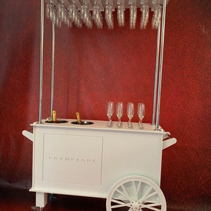 Champagne cart,drinks cart,champagne bar.Freestanding.Holds 40 champagne flutes & 2 ice buckets.transportable.Stand out piece image 5