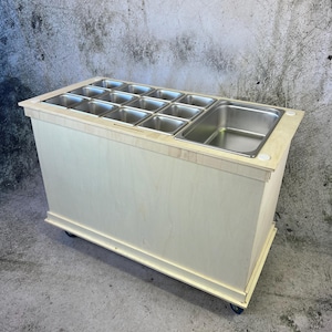 シャルキュトリーカート、スイーツカート、シャンパンカート、木製または防水プラスチック製。持ち運び可能、モバイルカート、シャルキュトリートロリー、幅 4 フィート