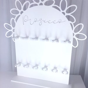 Prosecco Wall Stand, Champagne Stand White 10mm waterproof plastic. Flower Edge Des. Various Size Options. From sizes 6 flutes to 18 flutes