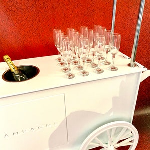 Champagne cart,drinks cart,champagne bar.Freestanding.Holds 40 champagne flutes & 2 ice buckets.transportable.Stand out piece image 3