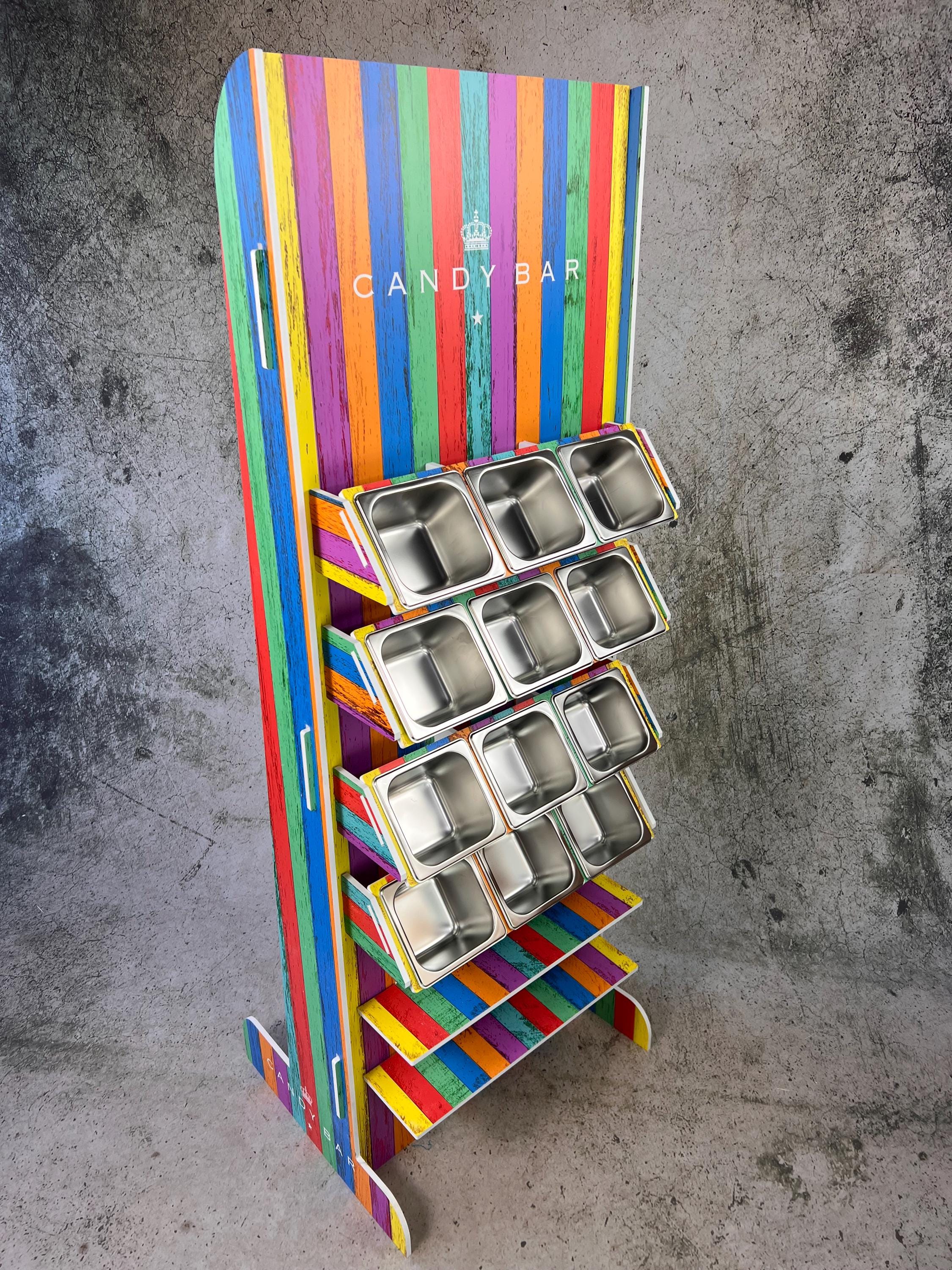 Standing Candy Floor Standing Candy Bar Wall 1.8m Tall, 12 Gastronorm Containers ...