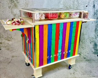 Customizable Wood Charcuterie Cart: Event Candy Bar, Branding Available