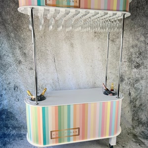 Champagne cart, Double Cart Round End, Champagne bar, Candy Cart, Multipurpose Cart 5ft wide x 7ft tall x 2ft Deep with coaster wheels/legs