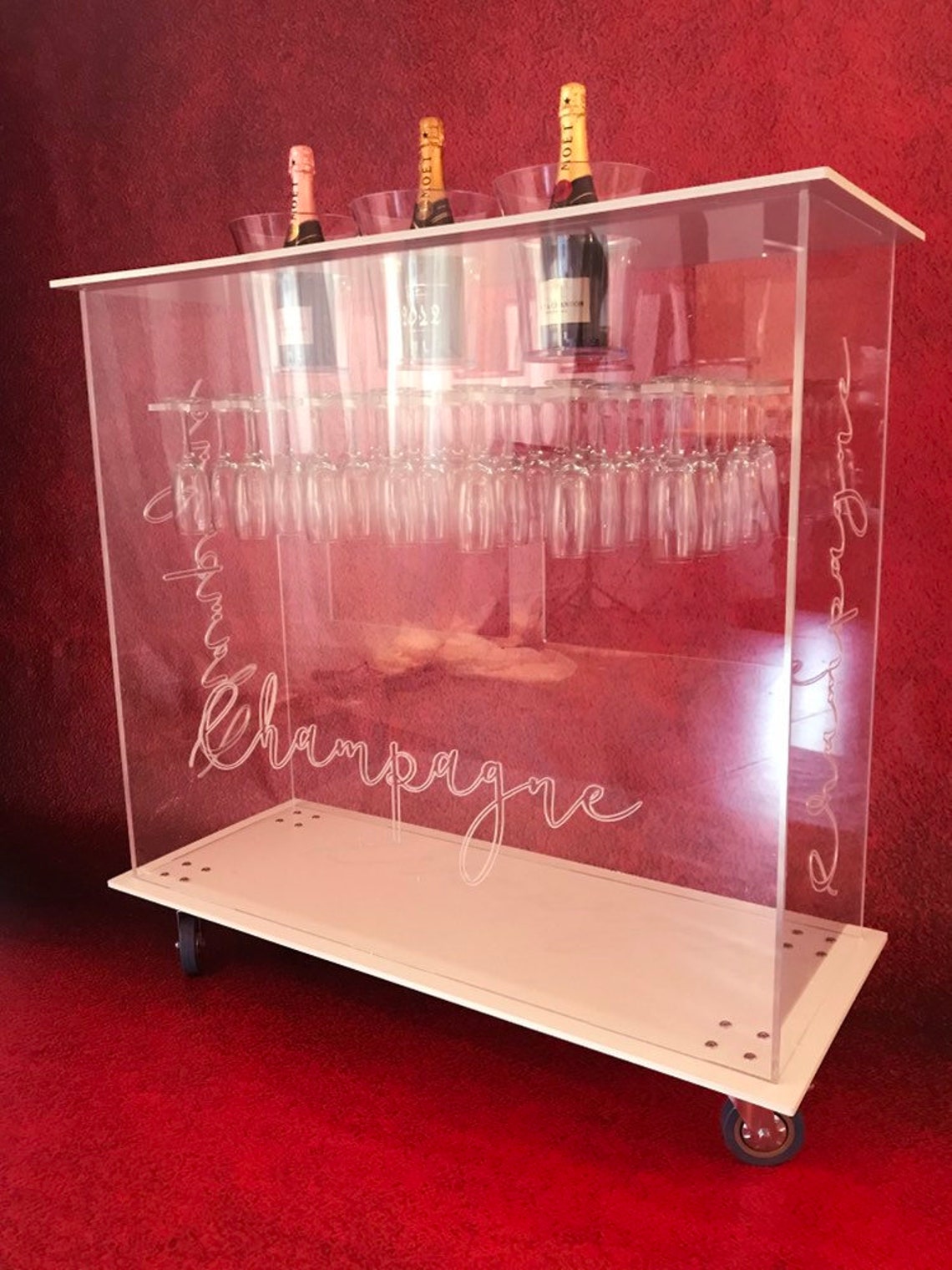 Champagne Bar Champagne Cart. Clear Acrylic Tall Bar Cart4ft Etsy