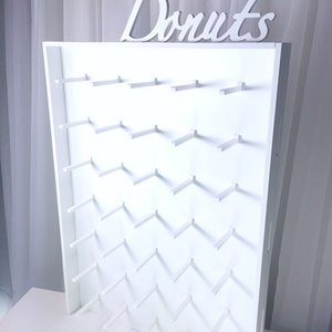 Donut Wall Stand, White 10mm waterproof plastic, Framed Doughnut wall, Donut Stand. DFR Design Zap.Various Size Options Holds 9 to 96 Donuts