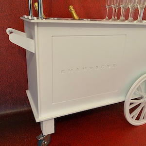 Champagne cart,drinks cart,champagne bar.Freestanding.Holds 40 champagne flutes & 2 ice buckets.transportable.Stand out piece image 4