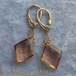 Orecchini in morganite in argento sterling placcato oro (O129)