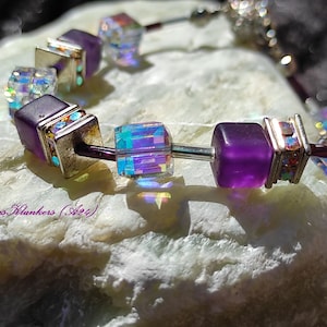 Amethyst Cube Bracelet with Swarovski (A24)