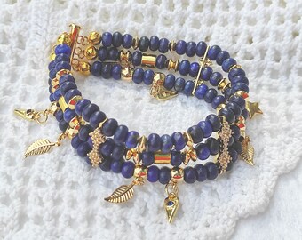 Lapis lazuli bracelet 3 rows