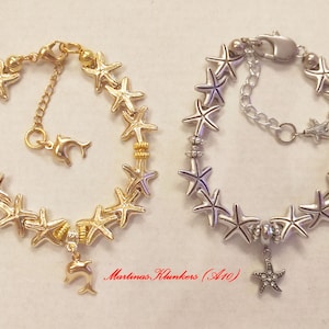Starfish bracelet in gold or silver (A10)