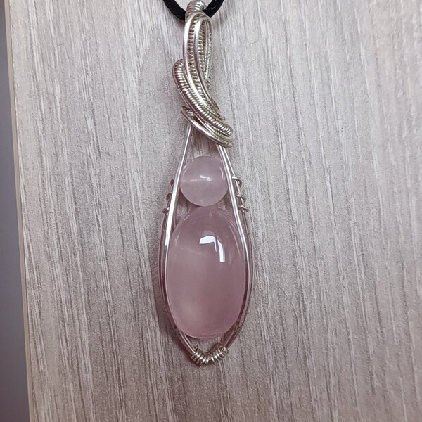 Pendentif quartz rose wire wrapping