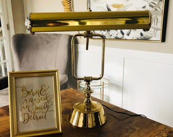 Brass and Marble Piano Lamp Desk Lamp Polished Brass Piano BrassBankers Lamp adjustable lampretro mad man desk lamp