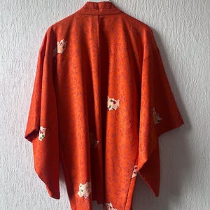 Orange silk haori kimono from Japan