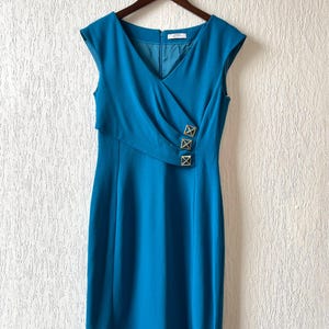 Vintage Versace Collection Teal Jersey Dress