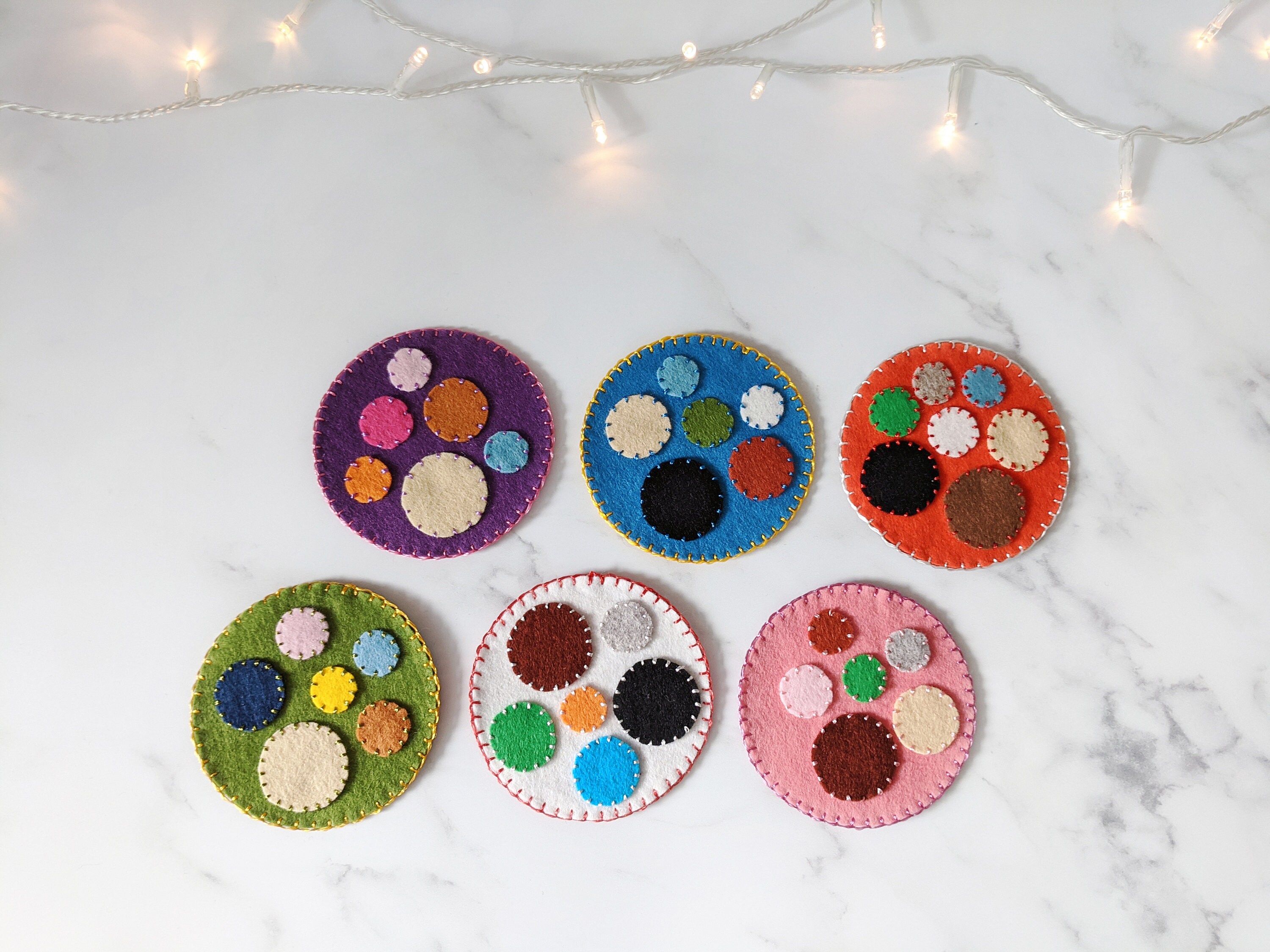 Felt Coasters, Glass Cuisine, Accueil, Décor, Cercle, Bulles, Couleurs, Rond, Wool Felt, Laine
