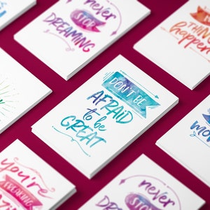 Cartes de message, souhaits, cartes de devis, cartes-cadeaux, ensemble de 6 cartes avec des messages inspirants, cartes imprimables avec des messages