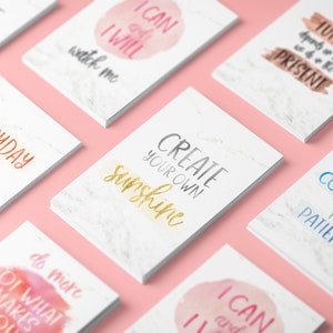 Biglietti, desideri, carte di preventivo, carte regalo, serie di 6 carte con messaggi di ispirazione, carte stampabili con messaggi