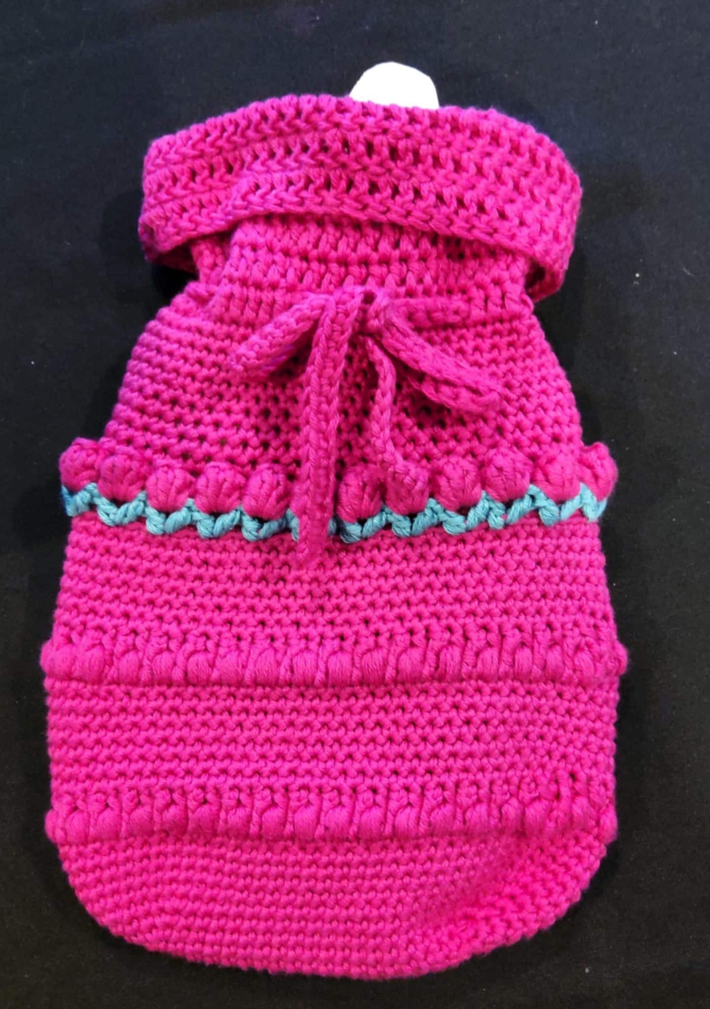 Children's crochet cotton hot water bottle cover