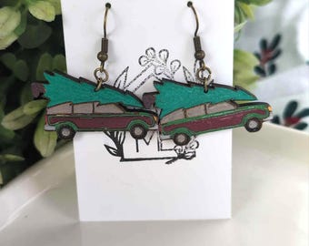 Christmas Vacation Car Dangle Earrings – Funny Holiday Jewelry