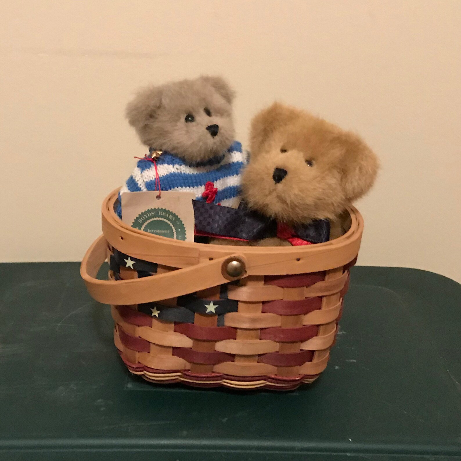 Boyds Bears American flag woven basket Etsy