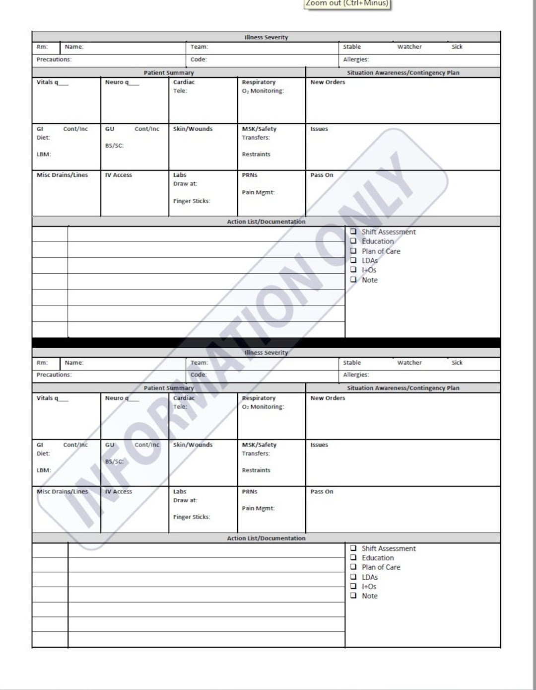 2 Patient Report Sheetipass Format Etsy Norway