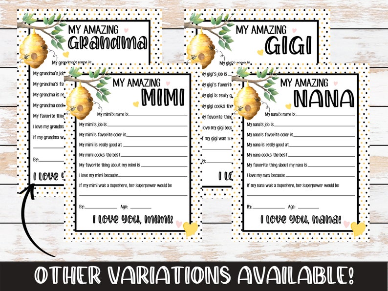 Mothers Day PRINTABLE Questionnaire / All About My Gigi / Etsy Mothers Day PRINTABLE Questionnaire / All About My Gigi / Etsy