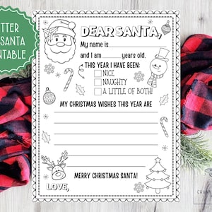 Brief an Santa PRINTABLE / Kinderbrief an Santa / Weihnachtsmann Brief / Weihnachten / Weihnachten druckbar / Brief an Santa Claus / DRUCKBAR
