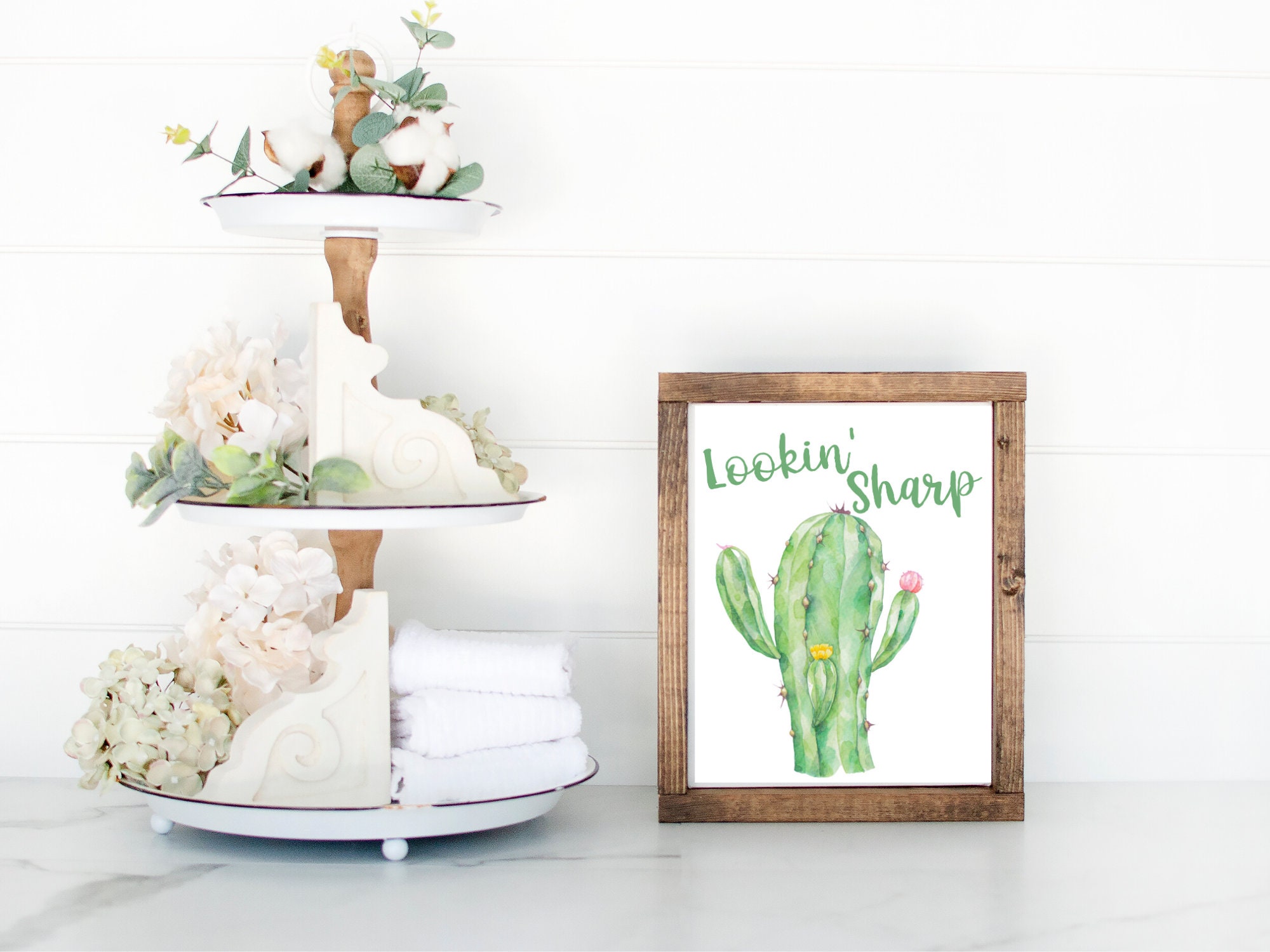 Bathroom Wall Decor / Cactus Print / Cactus / Succulent / Etsy