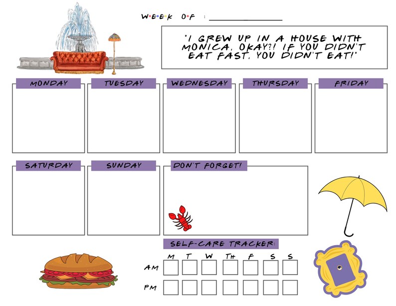 Planner / Friends Tv Show / Calendar / Daily Planner / Weekly Etsy