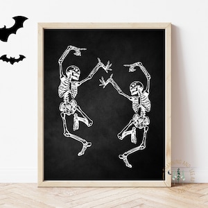 skeleton print / dancing skeletons / halloween decor / halloween poster / halloween print / spooky decor / skeleton / PRINTABLE wall art