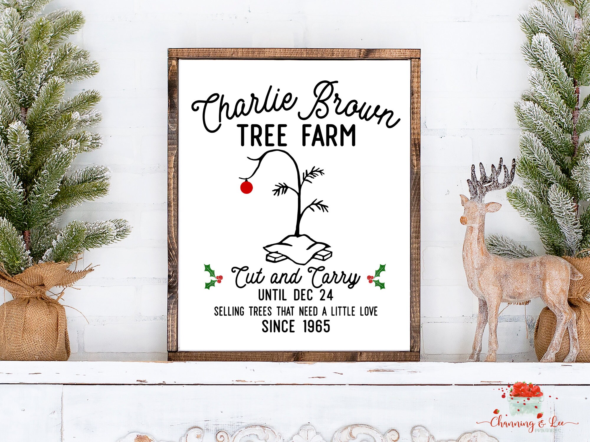 christmas tea towel, charlie brown and co tree farm christmas