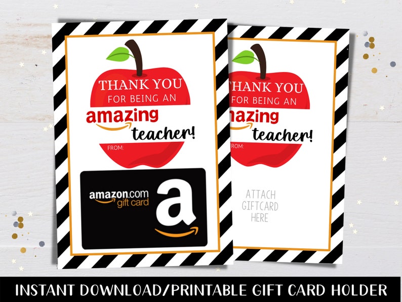 PRINTABLE Amazon Teacher Gift Card Holder / Gift Card Holder / Etsy
