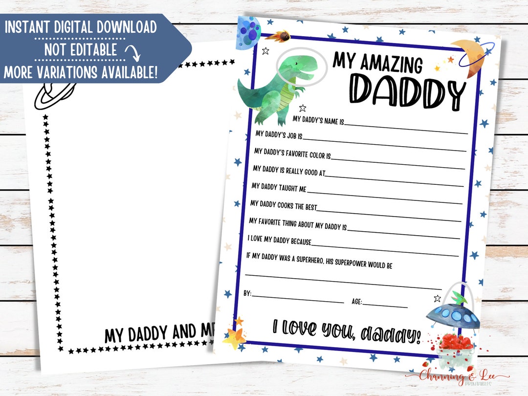 Father's Day PRINTABLE Questionnaire / Fathers Day Gift / All About My ...