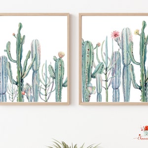 Cactus Prints Set of 2 / Boho / Cactus Bathroom Decor / Succulent / Cactus Wall Art / Watercolor / Cactus Decor / PRINTABLE Wall Art