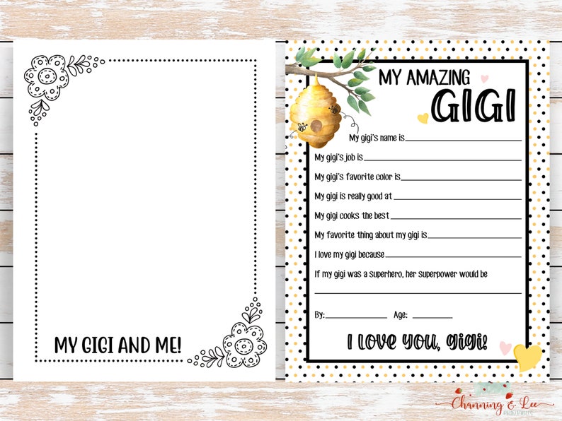 Mothers Day PRINTABLE Questionnaire / All About My Gigi / Etsy Mothers Day PRINTABLE Questionnaire / All About My Gigi / Etsy