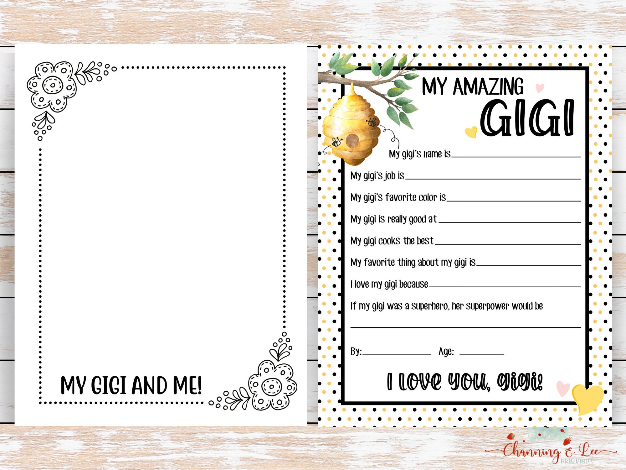 Mothers Day PRINTABLE Questionnaire / All About My Gigi / Etsy