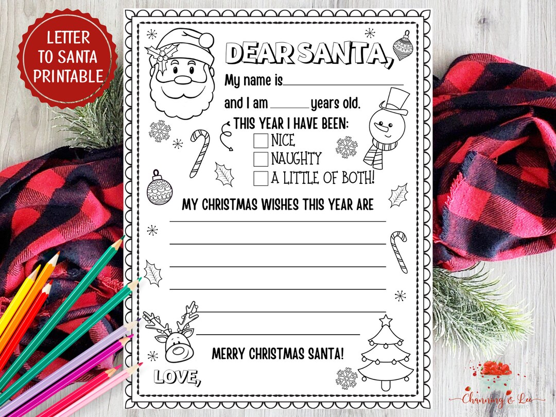 Letter to Santa PRINTABLE / Kids Letter to Santa / Santa - Etsy
