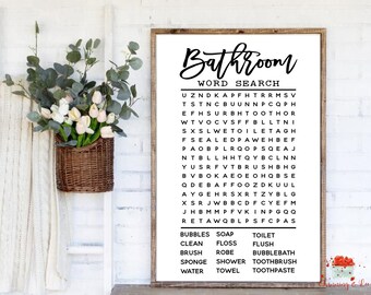 Bathroom Decor Winter Bathroom Word Search Wooden Sign Spring Sign Funny Bathroom Signs Winter Wonderland Sign Housewarming Present