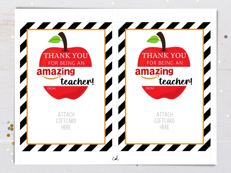 PRINTABLE Amazon Teacher Gift Card Holder / Gift Card Holder / Etsy