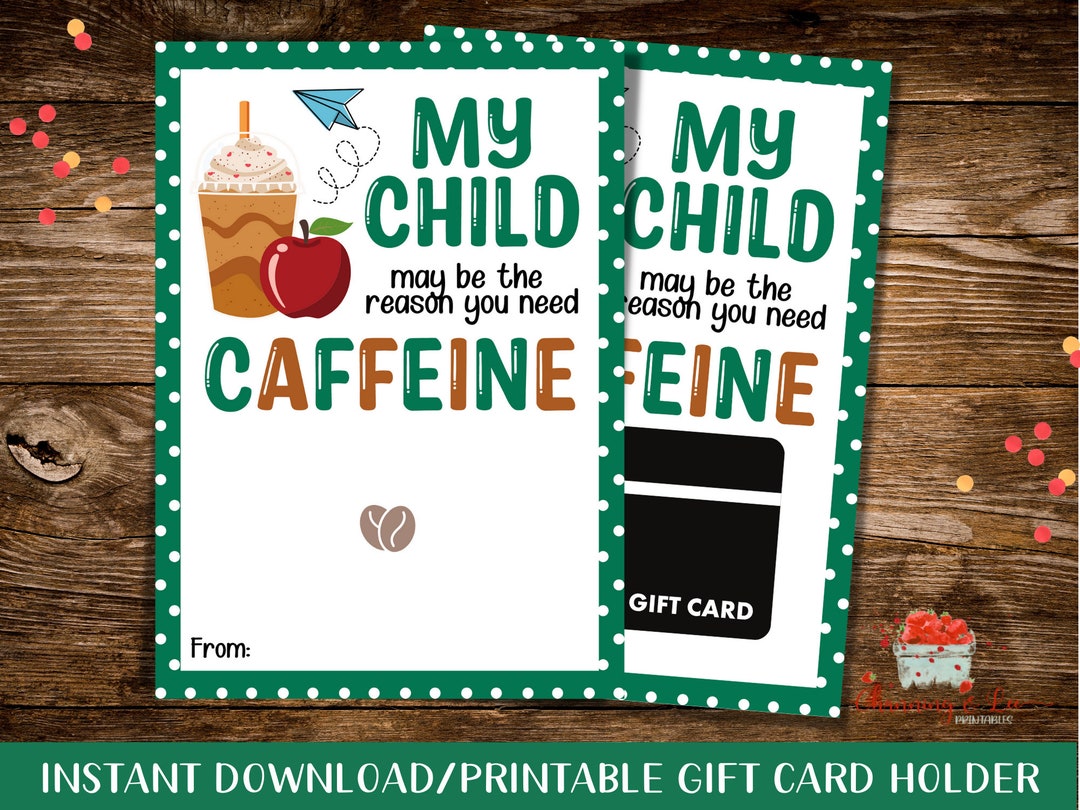PRINTABLE Starbucks Gift Card Holder / Back to (Download Now) - Etsy