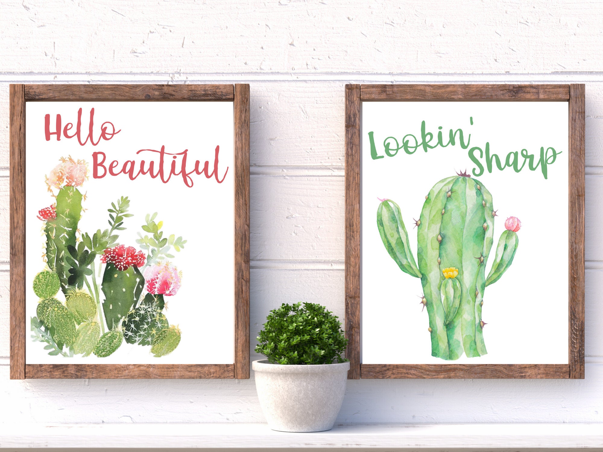 Bathroom Wall Decor / Cactus Print / Cactus / Succulent / Etsy