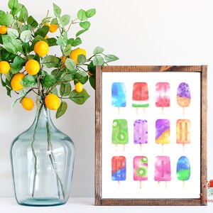 Summer / Summer Decor Print / Summer Printables / Popsicle Prints / Ice Cream / Summer Wall Art / Fruit / Watercolor / Printable Wall Art