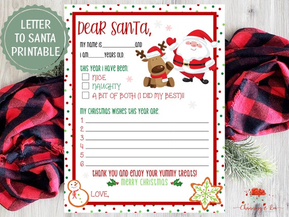 Letter to Santa PRINTABLE / Kids Letter to Santa / Santa