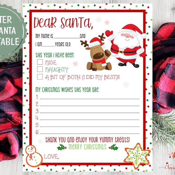 Letter to Santa PRINTABLE / Kids Letter to Santa / Santa Letter / Christmas / Christmas Printable / Letter to Santa Claus / PRINTABLE