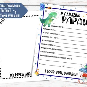 Fathers Day PRINTABLE Questionnaire / Grandpa Fathers Day Gift Etsy Fathers Day PRINTABLE Questionnaire / Grandpa Fathers Day Gift Etsy