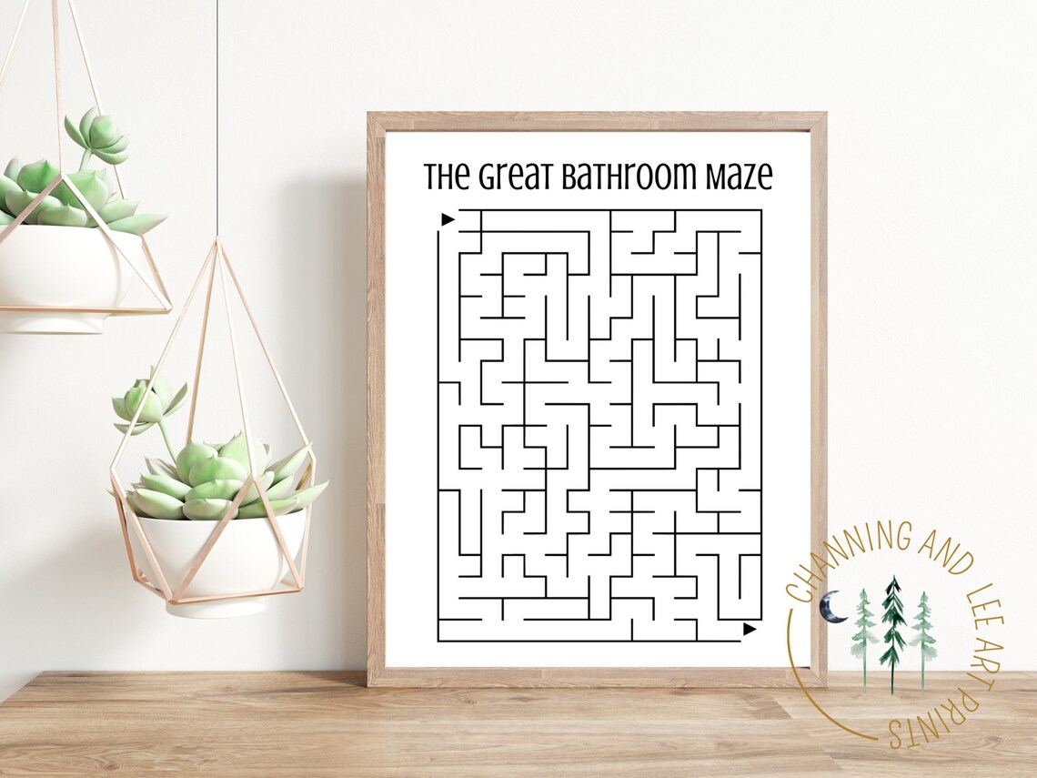 Bathroom Wall Decor / Bathroom Wall Art / Word Search / Maze / Etsy