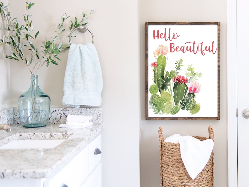 Bathroom Wall Decor / Cactus Print / Cactus / Succulent