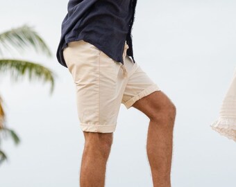 Wedding shorts - drop crotch shorts - cotton shorts - wedding pants - beach shorts - mens shorts - white mens shorts - Dutchy Shorts